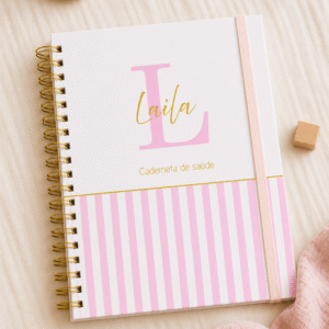 Caderneta de saúde e outros inicial minimalista listra rosa