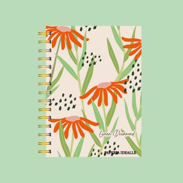 Agenda personalizada Abstrato flor laranja