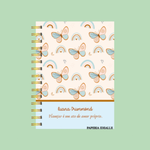 Agenda personalizada borboleta arco-iris
