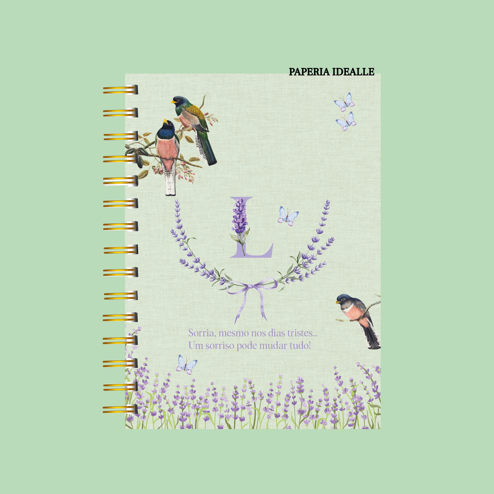 Planner personalizado completo lavanda pássaros