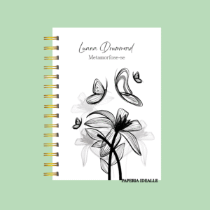 Planner personalizado completo preto e branco borboleta