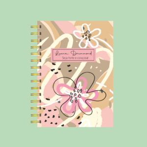 Agenda personalizada Abstrato Floral Rosa E Marrom