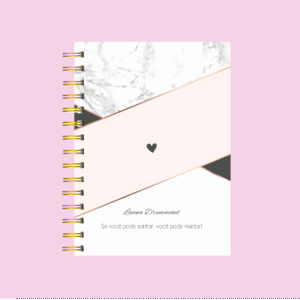 Planner personalizado completo mármore coração