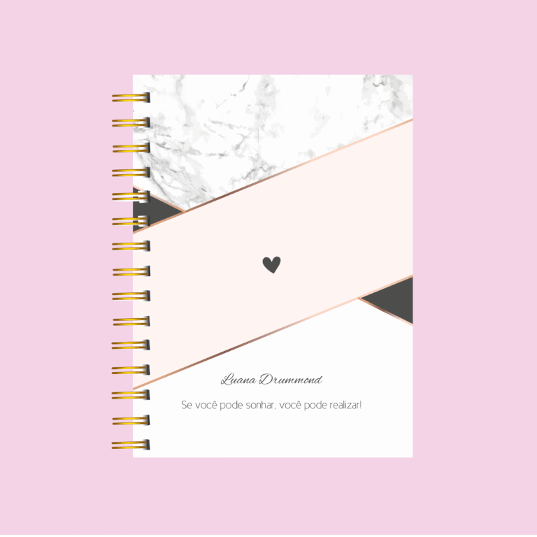 Planner personalizado completo mármore coração