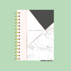 Planner personalizado completo mármore preto e rosa