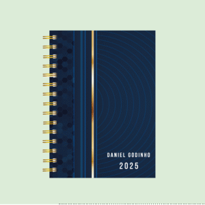 Agenda masculina personalizada Azul e dourada