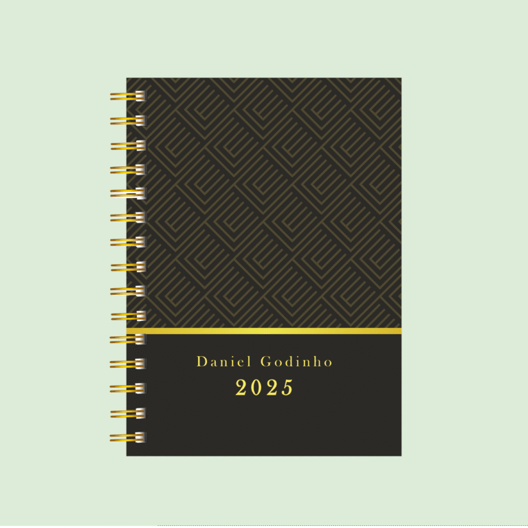 Planner masculino completo preto e dourado