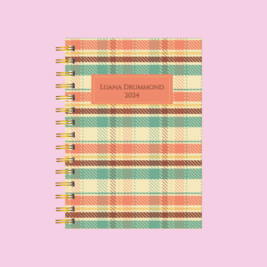 Planner personalizado completo xadrez laranja