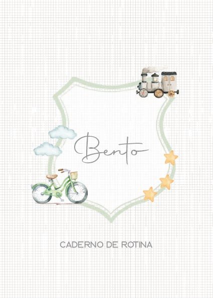 Caderneta de saúde e outros monograma transportes bicicleta e trem