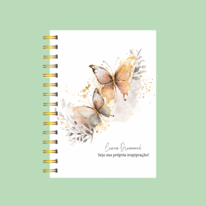 Agenda personalizada borboleta dourada