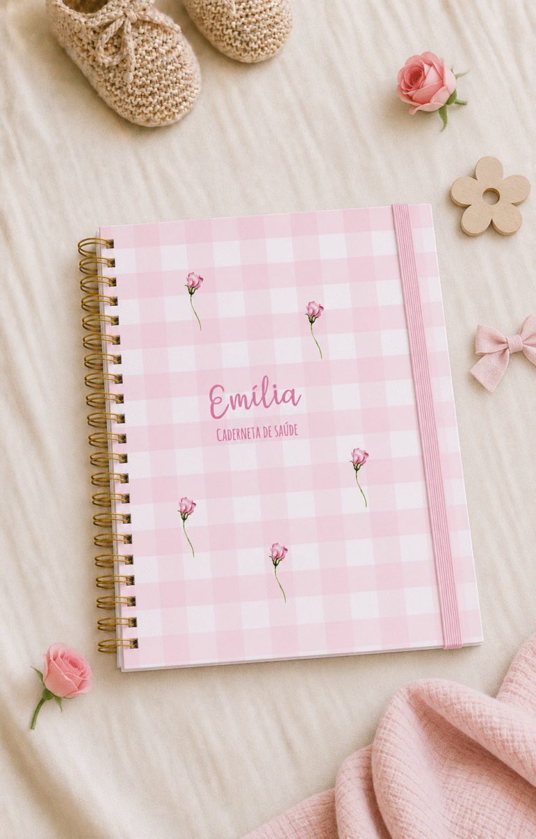 Caderneta de saúde e outros minimalista rosas