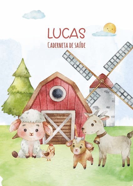 Caderneta de saúde e outros fazendinha aquarela
