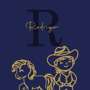 Caderneta de saúde e outros cavalo e cowboy minimalista azul