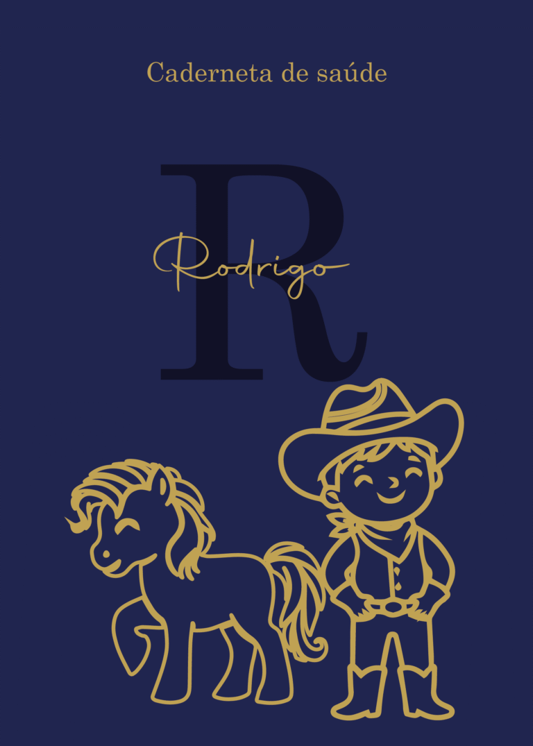 Caderneta de saúde e outros cavalo e cowboy minimalista azul