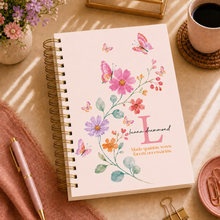 Agenda personalizada Borboleta colorida essencia