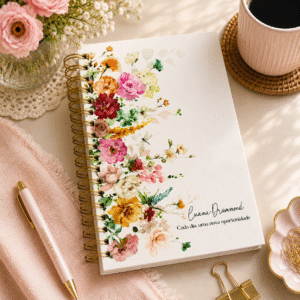 Agenda personalizada Flores aquarela